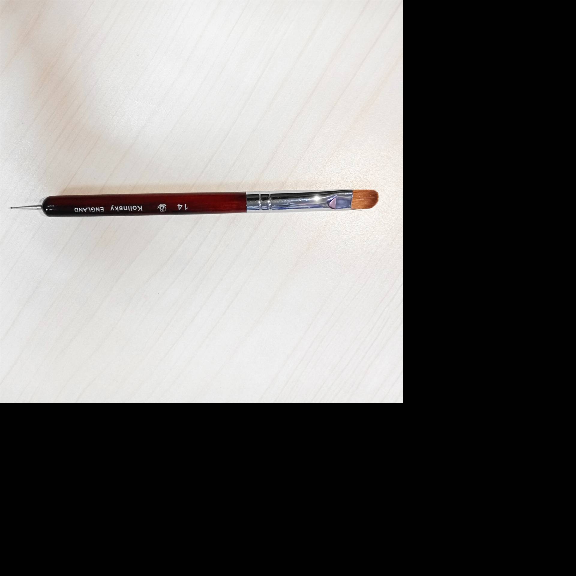 Hot sale red wood french brush with a dotting pen two side use-nail brushes